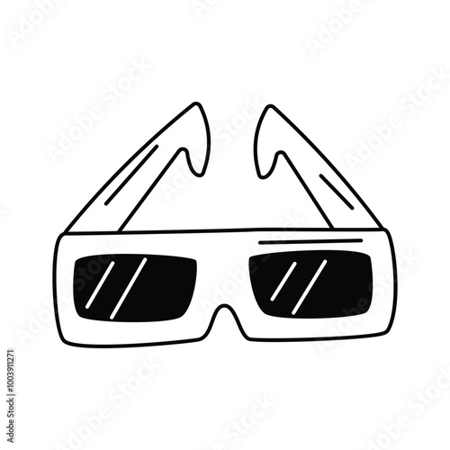 Stylish 3d glasses icon with white background