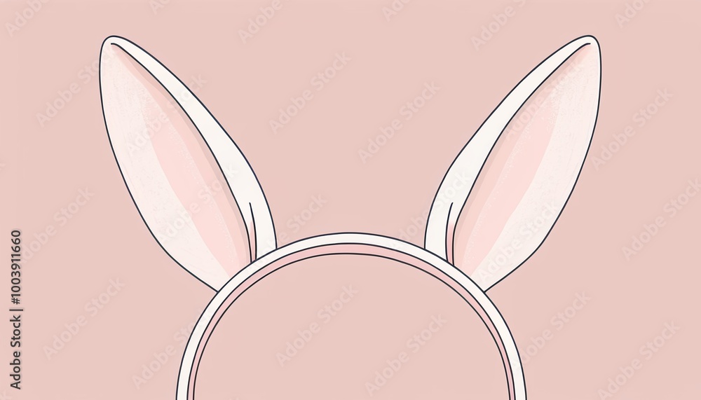 Bunny ears headband design, playful and whimsical, on a soft pink background, copy space, rabbit ears headband illustration, easter theme Bunny ears headband design, playful and whimsical, on a soft pink background, copy space, rabbit ears headband illustration, easter theme