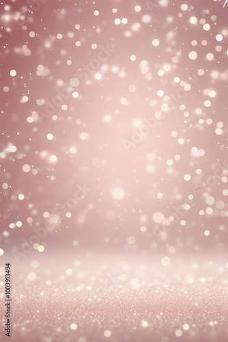 Beautiful luxury gold bokeh on defocused subtle blush background.