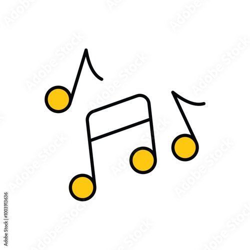 music note color line icon with white background vector stock illustration