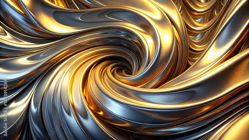 Liquid metal swirls background in silver and gold Liquid metal swirls background in silver and gold