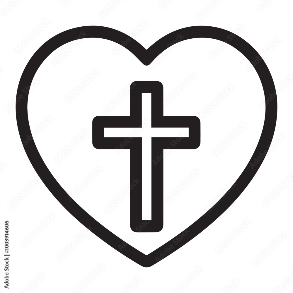 Obraz premium Cross Heart Vector illustration - Heart Shape ClipArt Design 