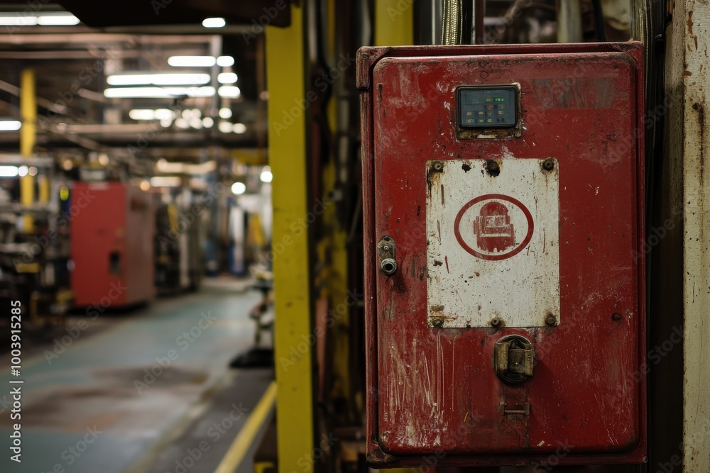 Old industrial control panel, detailed rust, blurred workshop background. Old industrial control panel, detailed rust, blurred workshop background.