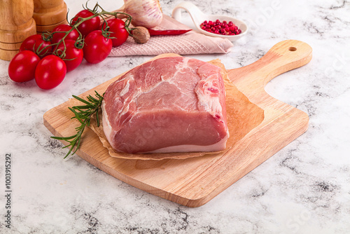 Raw pork meat piece for cooking