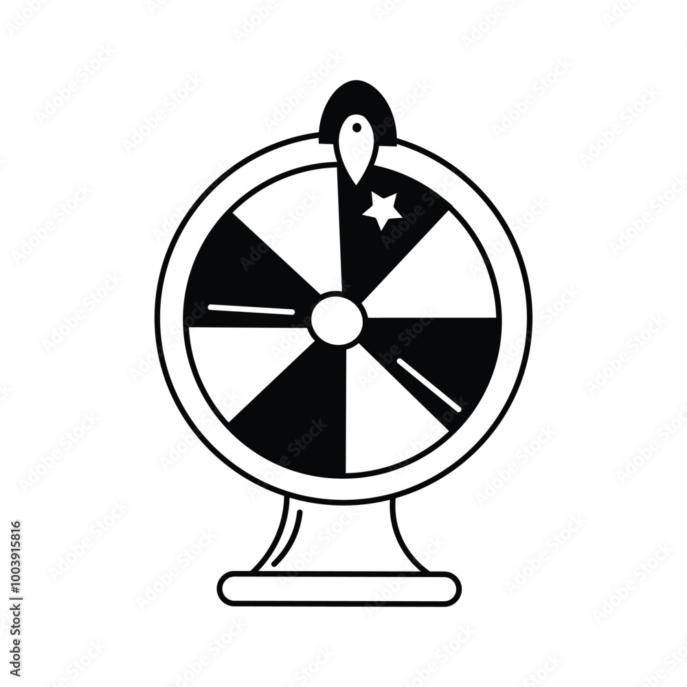 A spinning prize wheel often used in games and contests A spinning prize wheel often used in games and contests