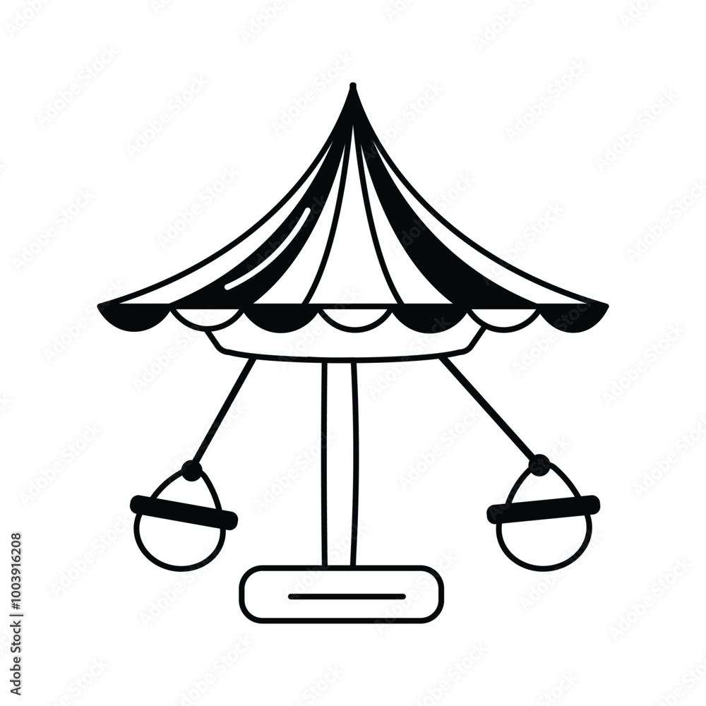 A carousel icon with rotating seats seen at amusement parks A carousel icon with rotating seats seen at amusement parks