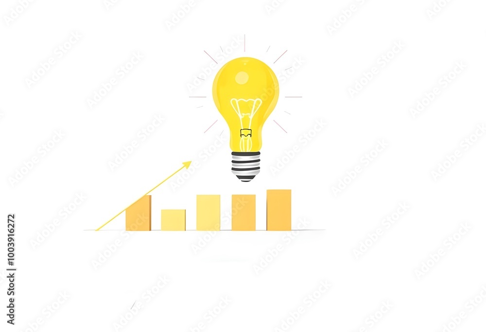 Innovation Sparks Growth: Light bulb and Rising Graph Symbolizing Business Success Innovation Sparks Growth: Light bulb and Rising Graph Symbolizing Business Success