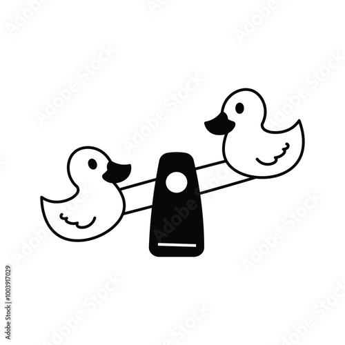 Cute duck seesaw vector design in modern style