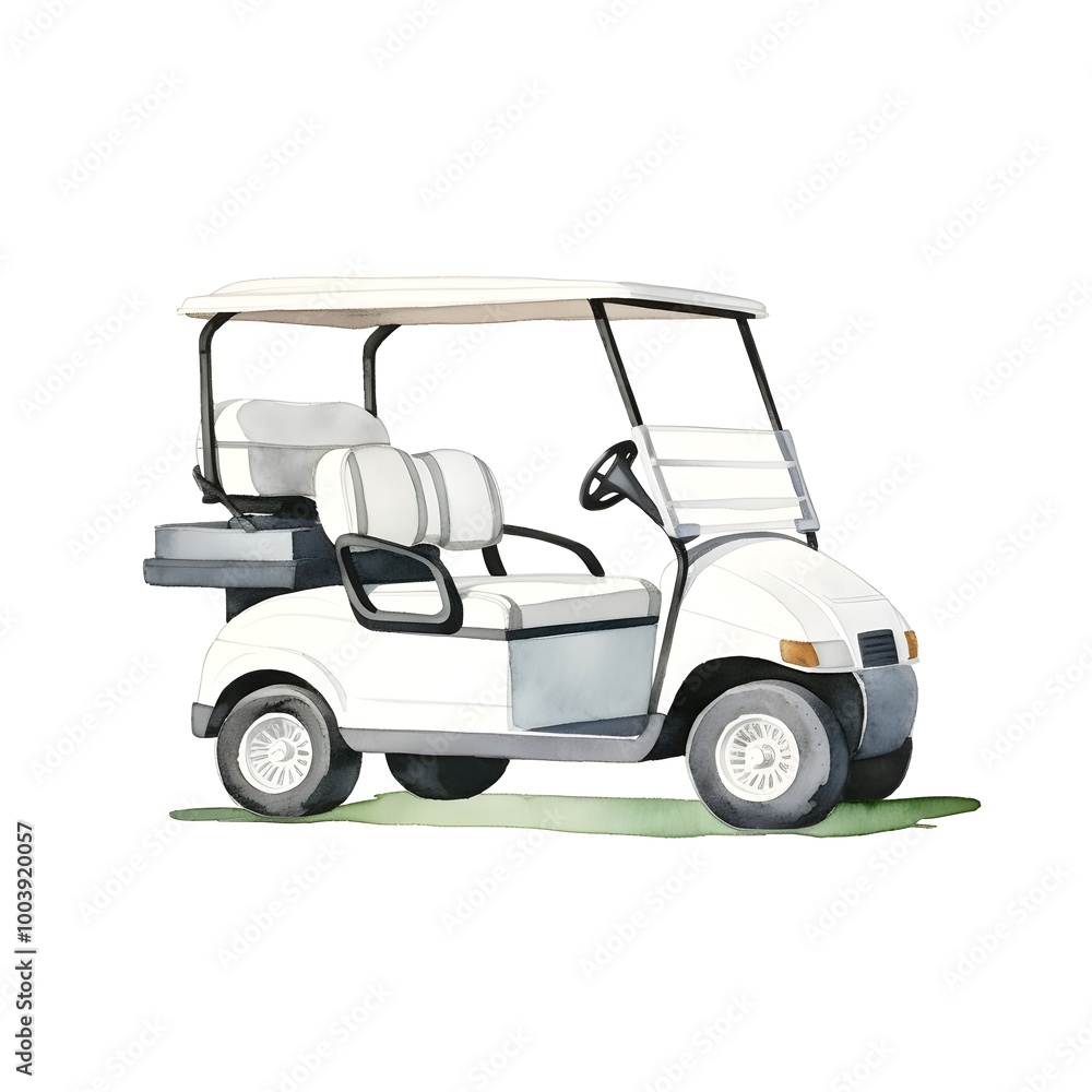 Pristine Electric Golf Cart in Watercolor Pristine Electric Golf Cart in Watercolor