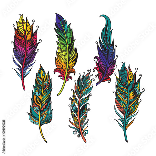 feather, set of feathers vector clipart icon