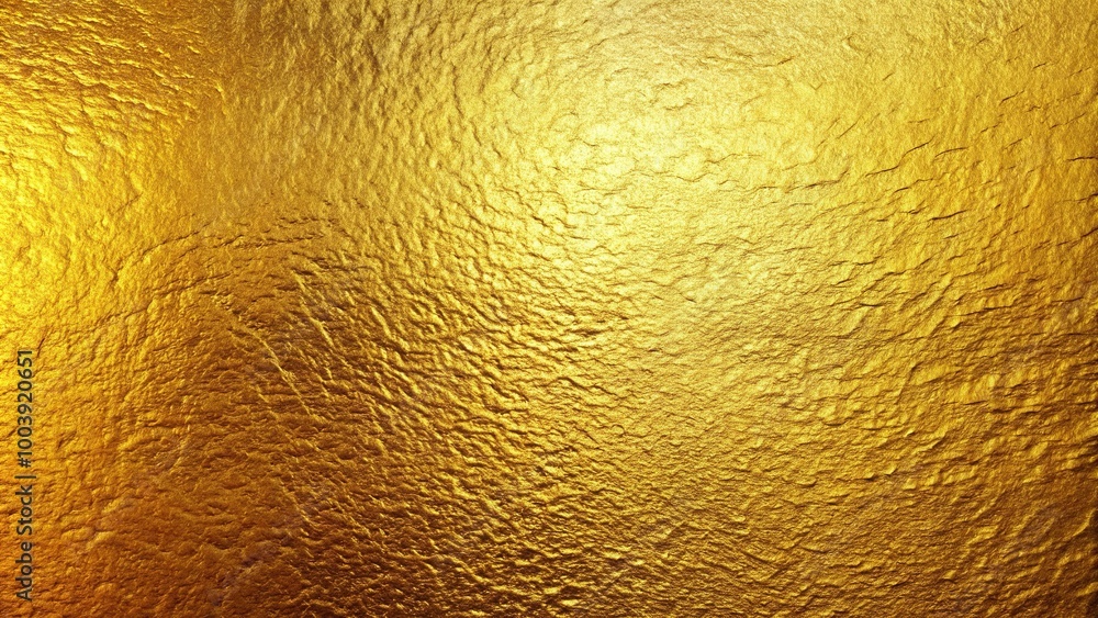 Fototapeta premium Low angle gold wall texture background with light reflection
