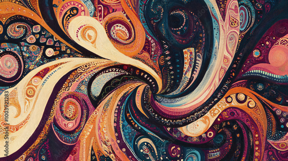 An intricate paisley pattern with flowing lines and rich colors. An intricate paisley pattern with flowing lines and rich colors.
