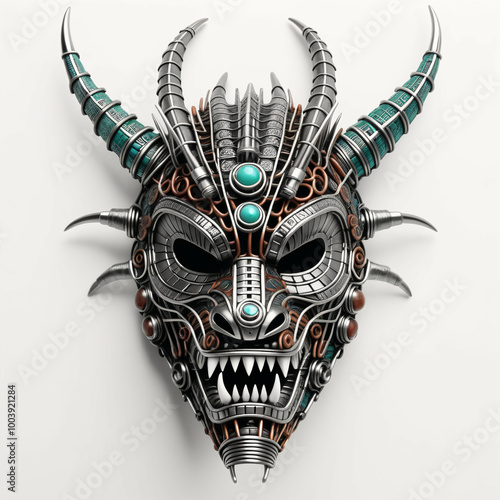 Metallic Dragon mask. Isola...