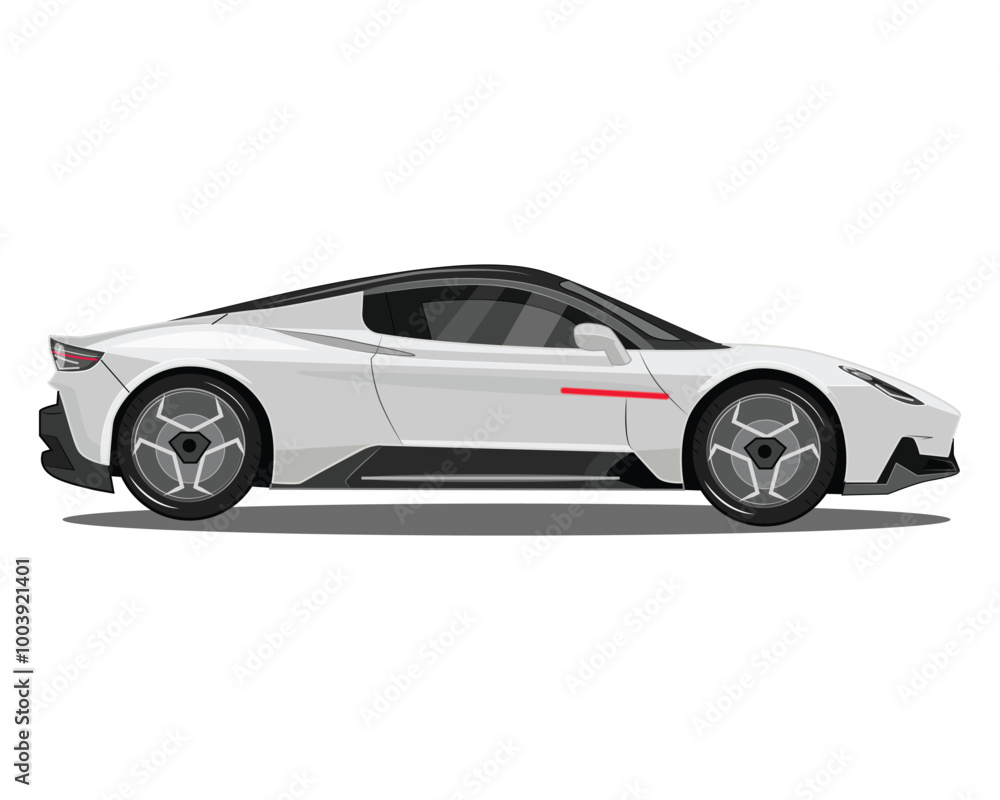 Fototapeta premium Realistic car vector white super car illustration