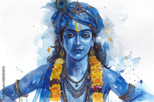 Obraz na płótnie Cartoon Krishna, Generative AI w salonie
