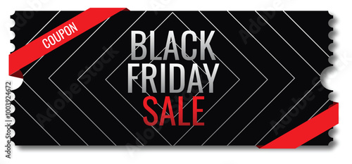 Realistic black friday coupons sale with shadow.