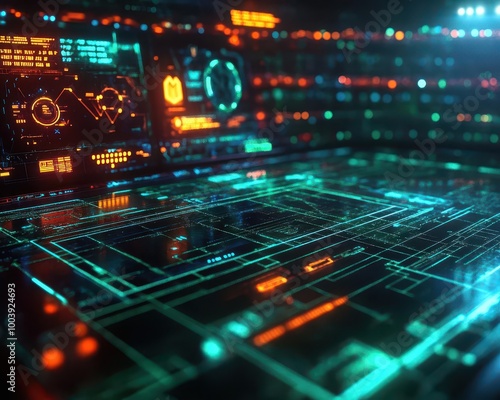 Wallpaper Mural Soccer game action in a futuristic stadium with glowing neon scoreboards  Futuristic  Neon  High Detail Torontodigital.ca