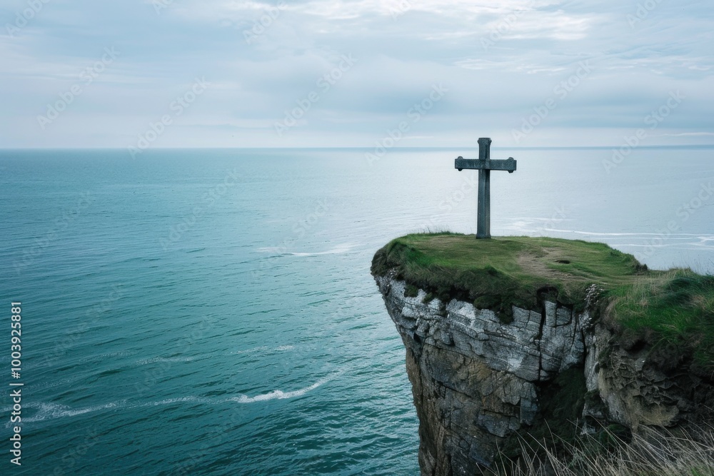 Cross on Cliffside Overlooking the Ocean with Peaceful Horizon Symbolizing Faith and Solitude
Cross on Cliffside Overlooking the Ocean with Peaceful Horizon Symbolizing Faith and Solitude