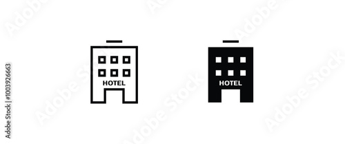 hotel icon symbol logo illustration, editable stroke, flat design style isolated on white