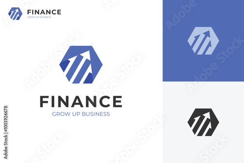 finance grow up logo icon design, with hexagon symbol, minimalist modern logos for growing business financial logo template