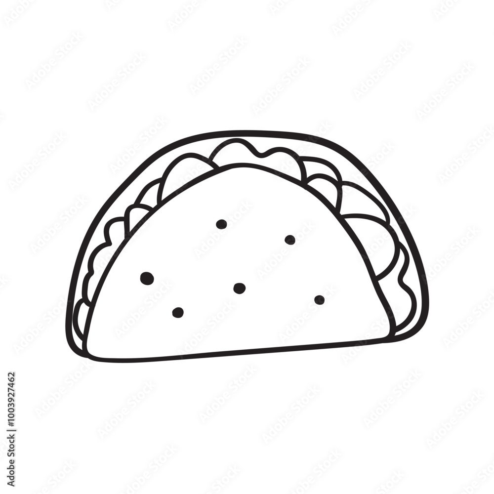 Taco. Outline isolated icon. Illustration on white background.