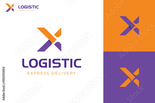 letter X next arrow logo icon design direction right symbol for express delivery, logistics logo, distribution logo design