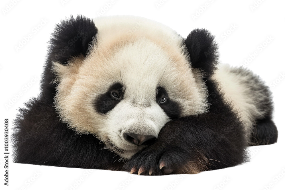 Fototapeta premium Giant cute panda bear, die cut transparent.