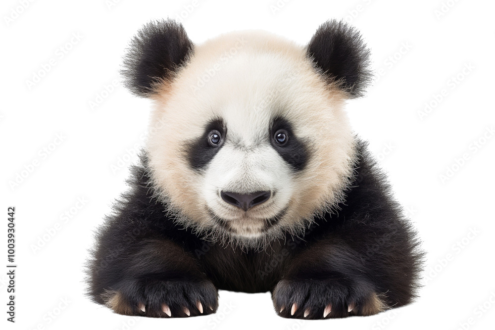 Fototapeta premium Giant cute panda bear, die cut transparent.