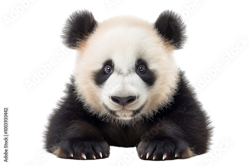 Giant cute panda bear, die cut transparent.