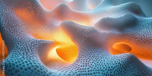 a 3d image of a group of white and orange spheres