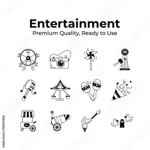 Well designed entertainment icons in modern design style