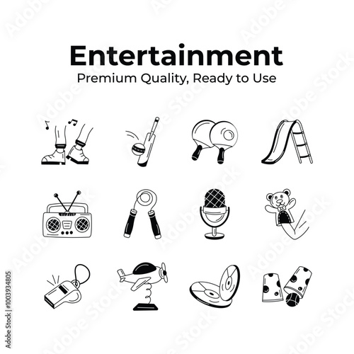 Well designed hand drawn entertainment icons, ready for premium use