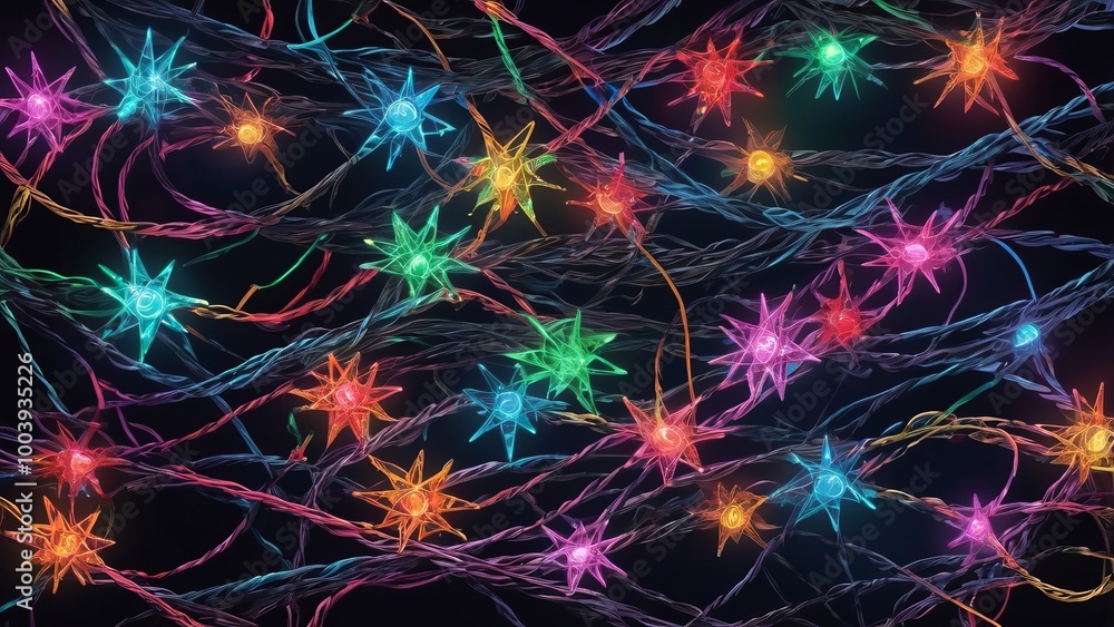 Psychedelic christmas lights shining in the dark background Psychedelic christmas lights shining in the dark background