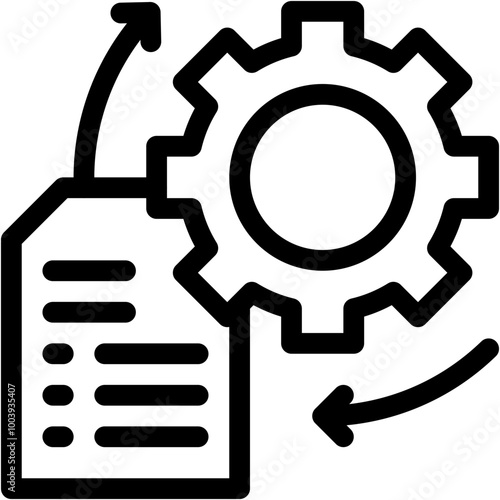 Vector Icon Process, Document, File, Implement, Gear