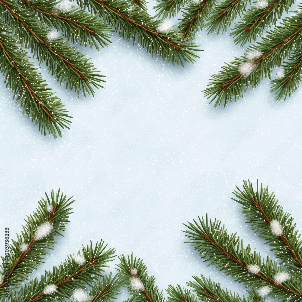 Snow on Pine Tree Branches in Winter Background Snow on Pine Tree Branches in Winter Background