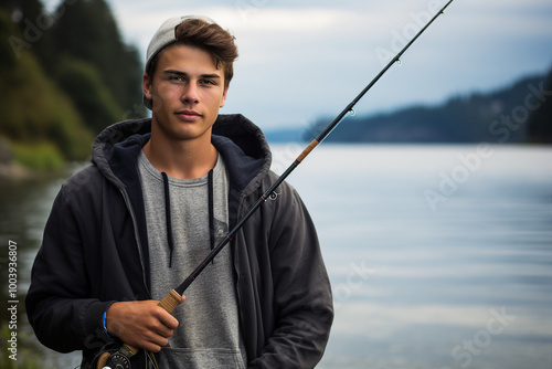 A man is a fisherman on a fishing trip created with generative AI