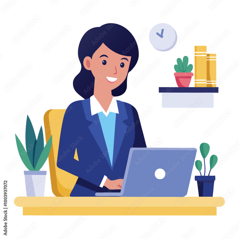 a professional business woman working in office desk a professional business woman working in office desk