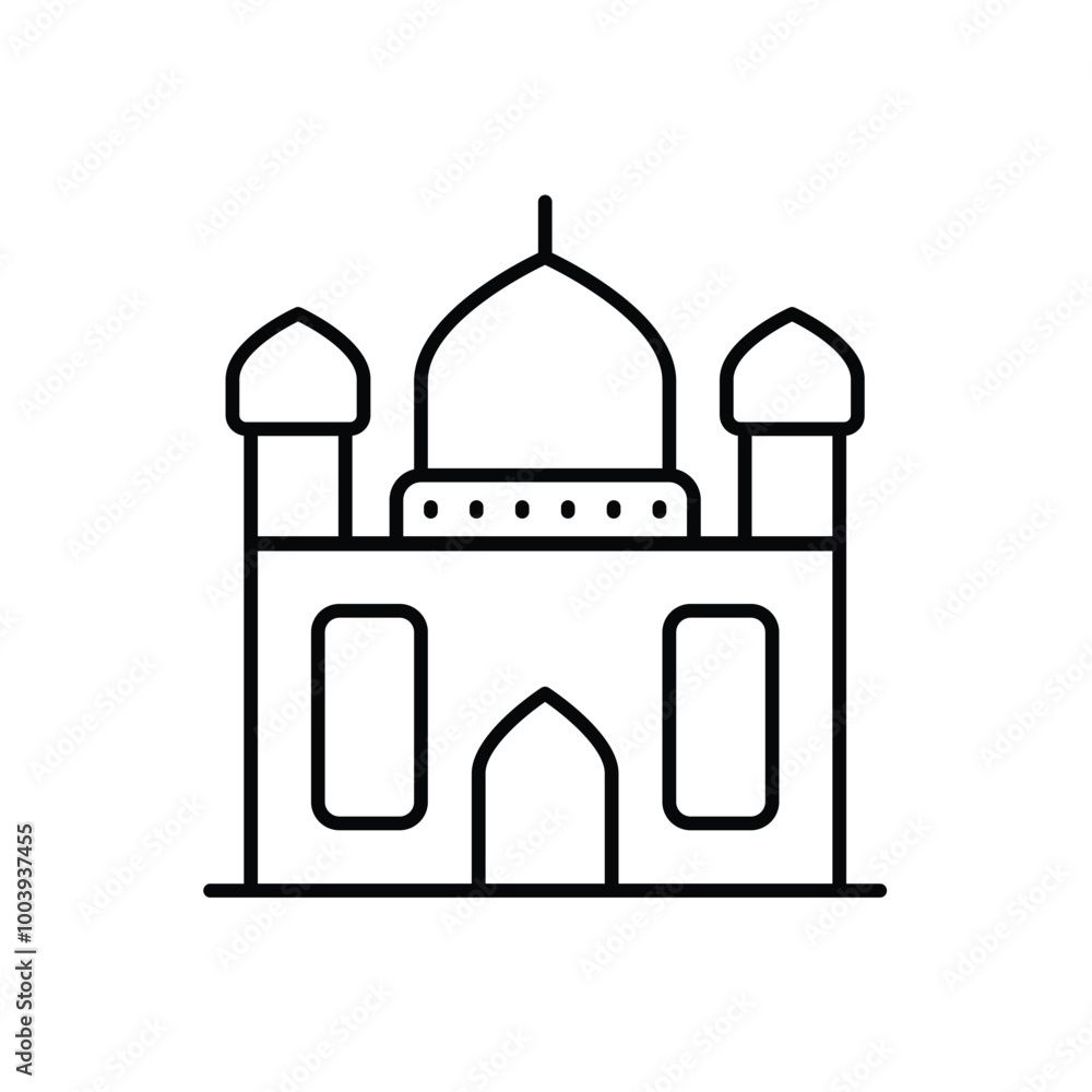 mosque line icon with white background vector stock illustration mosque line icon with white background vector stock illustration