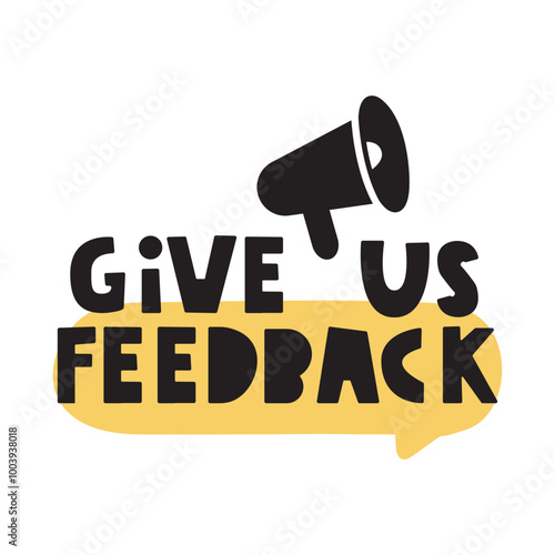 Give us feedback. Banner. Illustration on white background.