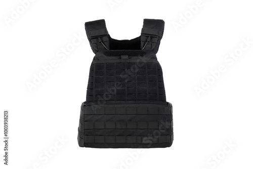 black body armor on a white background