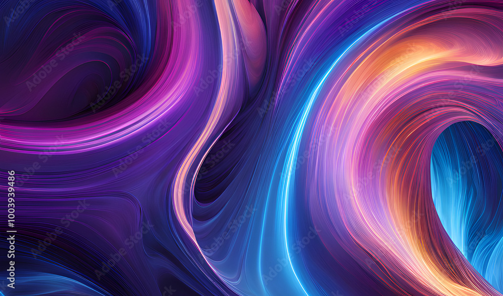 A glowing digital wave pattern of flowing curves and light effects in vibrant colors like blue and purple A glowing digital wave pattern of flowing curves and light effects in vibrant colors like blue and purple