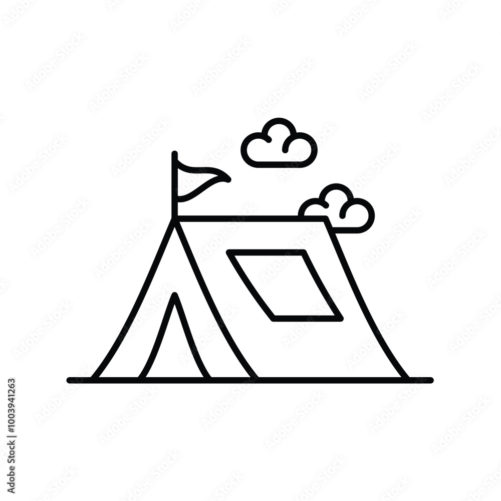 camp line icon with white background vector stock illustration camp line icon with white background vector stock illustration