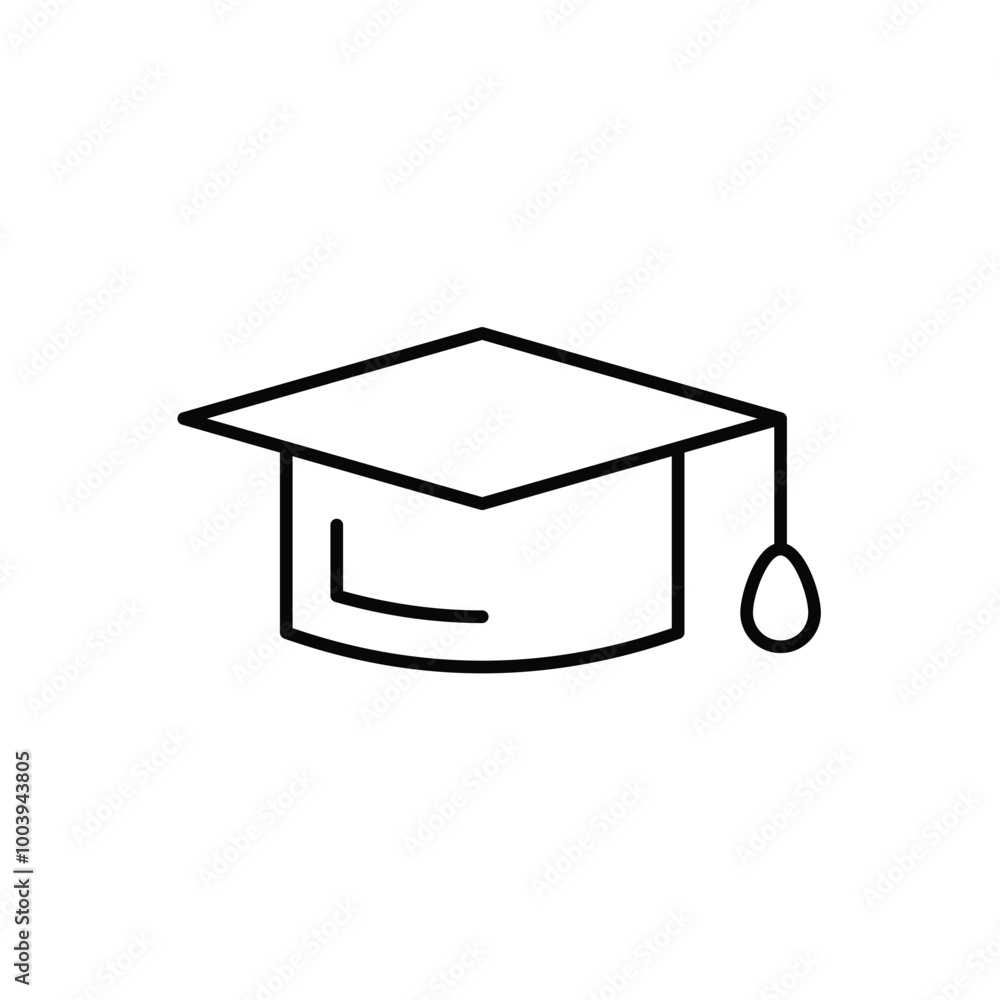 graduation cap line icon with white background vector stock illustration graduation cap line icon with white background vector stock illustration