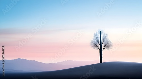 Majestic Saguaro Cactus Silhouette Against Serene Pastel Sky Landscape