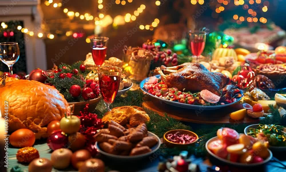 Heatmap of a holiday feast, warm colors highlighting the main dishes and cooler blues on the untouched side plates. . Video Heatmap of a holiday feast, warm colors highlighting the main dishes and cooler blues on the untouched side plates. . Video