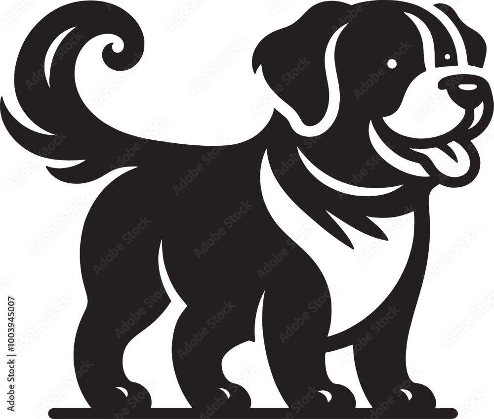A single dog outline silhouette illustration in white background A single dog outline silhouette illustration in white background