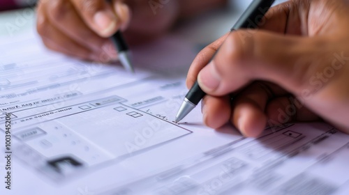 Wallpaper Mural A close-up of a hand marking a ballot paper during voting Torontodigital.ca