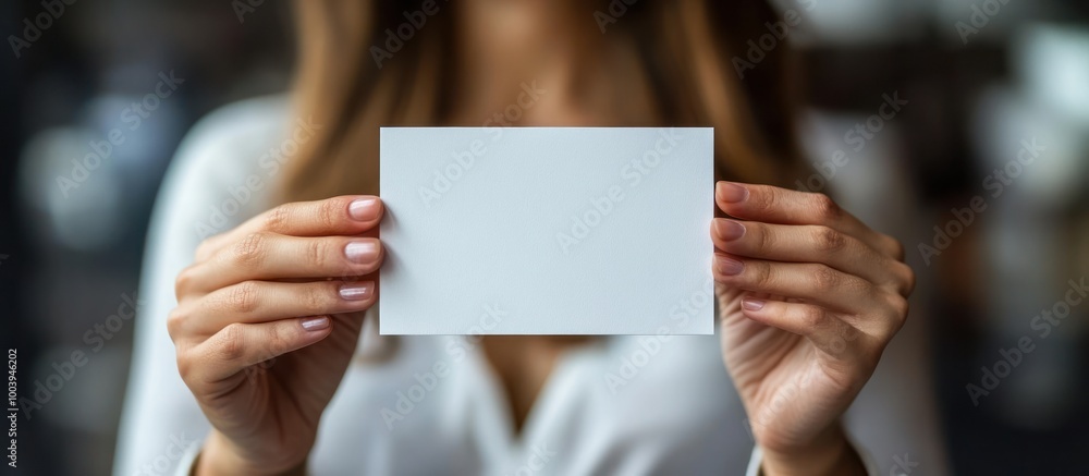 Woman holding a blank card in front of her. Woman holding a blank card in front of her.
