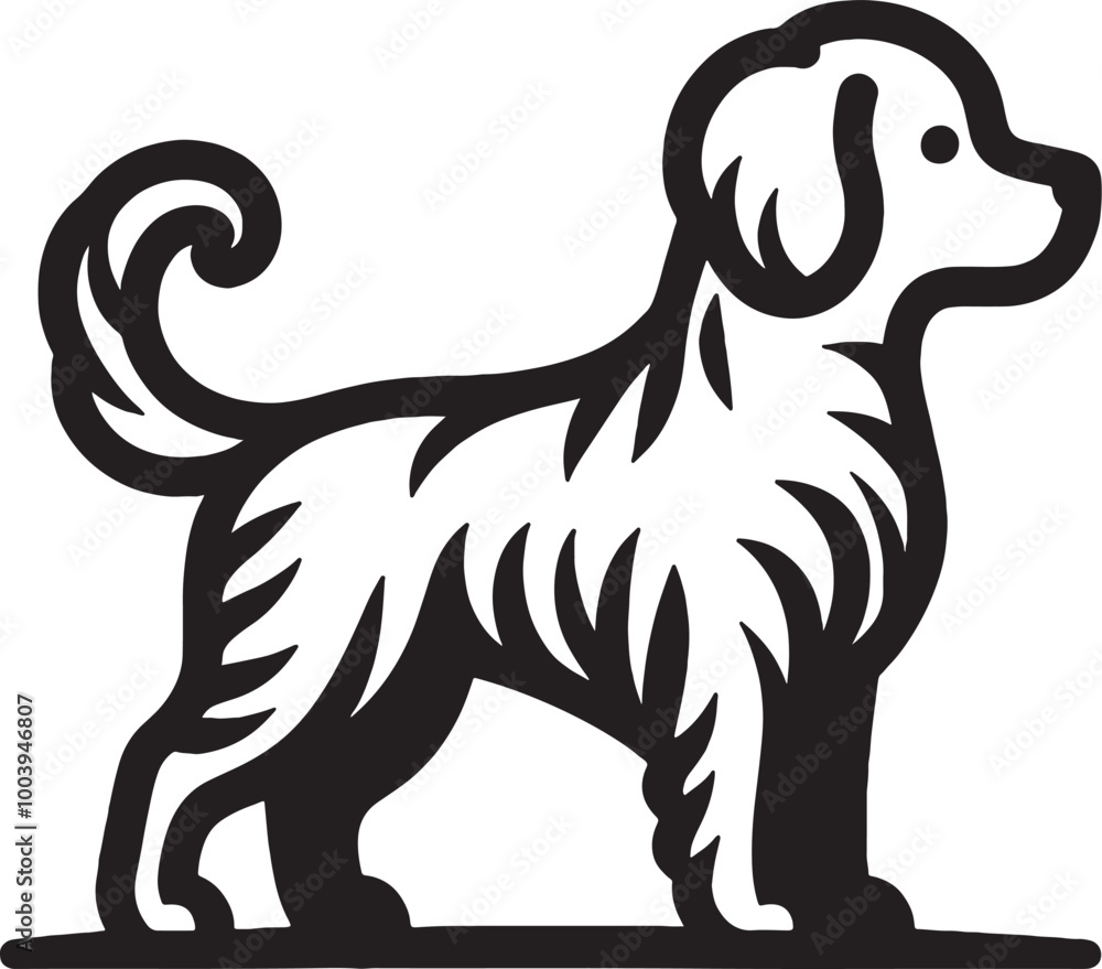 A single dog outline silhouette illustration in white background A single dog outline silhouette illustration in white background