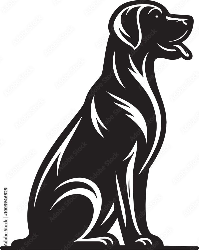 Obraz premium A single dog outline silhouette illustration in white background